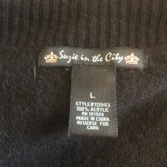 Black Cowl Neck Sweater with Buckle Detail - Picture 2 of 7